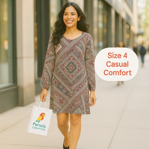 Atmosphere Shift Dress Size 4 Black 3/4 Sleeve Scoop Neck Lined - Picture 1 of 5